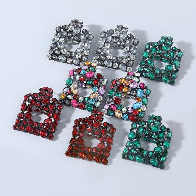 China CLASSIC Supper Wedding Fashion Jewelry Accessories Rhinestone Sparkling New Square Shape Women's Dangle Earrings for sale