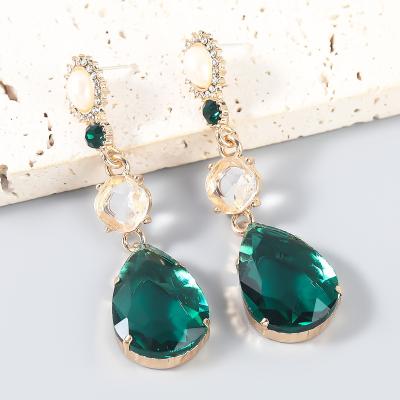 China Fashion Statement Jewelry Luxury Rhinestone Accessories New Oval Dangling Women's Earrings for sale