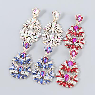 China CLASSIC European Styles Colorful Rhinestone Alloy Crystal Earrings Women for sale