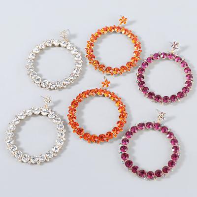 China CLASSIC Fashion Women Jewelry Accessories Rhinestone Circle Gold Plated Customize Circle Flower Earrings for sale