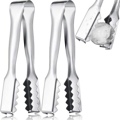 China Viable Stainless Steel Ice Tongs for Ice Bucket Ice Cube Serving Tongs with Prongs for Cocktails Whiskeys Kitchen Food Serving for sale