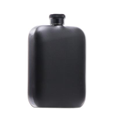 China CLASSIC hip flask for liquor with funnel 6 oz black whiskey flask stainless steel flask for men and women for sale