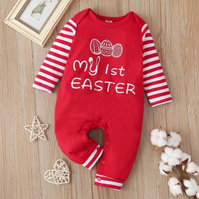 China Wholesale Monogram Baby Rompers Red Color Happy Easter Cute Kids Baby's First Romper Hot Selling Baby Jumpsuit for sale