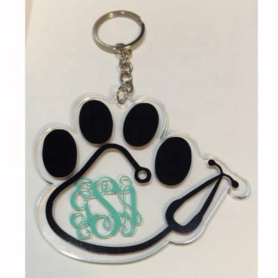 China Wholesale Personalized Dog Paw Blank Acrylic Keychains from paw acrylic keychains for sale