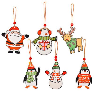 China 2021 Creative Christmas Wooden Hanging Snowman Hanging Outdoor Hanging Christmas Tree Decoration for sale