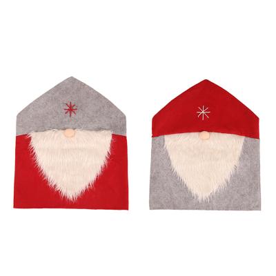 China 2021 Home Decoration Fabric Gray Red Color Christmas Chair Cover Ornaments Christmas Chair Decoration for sale