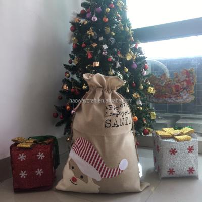 China 3styles are latest available Burlap Santa Sack Bag With Drawstring Fashion Christmas Decoration Gift Santa Bags for sale