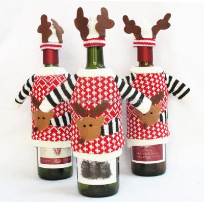 China Different styles are available for Reindeer Red Wine Bottle Cover Stock Wine Bottle Covers Christmas Decoration Beer Bottle Covers For Christmas Knit Sweater Gift for sale