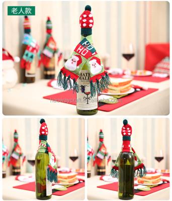 China Different styles are available for Mini Santa Elf Costume Wine Bottle Cover Hat Knitted Christmas Santa Costume Hat For Wine Bottle for sale