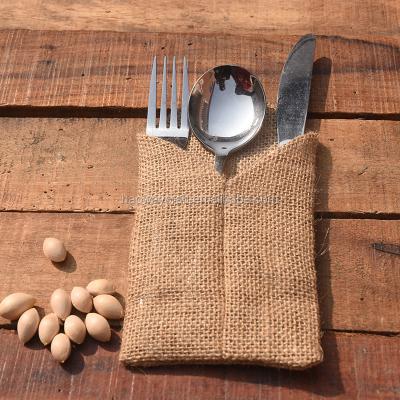 China New Arrival Hessian Burlap Cutlery Bags Monogram Knife and Fork Dinner Bags for sale