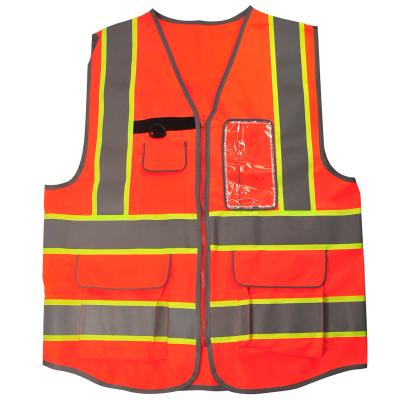 China Water Proof Safety Vest , High Visibility Mesh Reflective Vests With Pockets And Zipper for sale