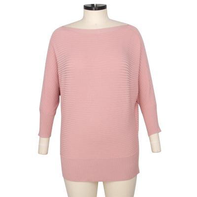 China 2021 New Anti-Wrinkle High Street Design Pink O-neck Fancy Bat Wing Sheath Knitted Pullover Sweater For Fall for sale