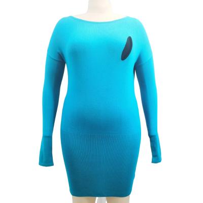 China New Design Ladies Knitted Dress OEM Available Autumn Anti-Wrinkle Crew Neck Insert Pocket Long Sleeve Sweater Dress For Women for sale