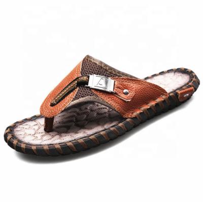 China Massage Summer Genuine Leather Outdoor Sandals Fashion Comfortable Wearing Sandal Men Sandals Slippers for sale