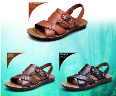 China Wholesale Men's Beach Leather Sandals Real Massage Slip On Comfortable Leather Sandals Slippers Slide Sandals for sale