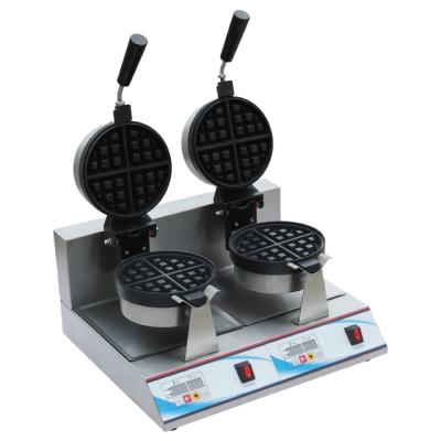 China Stainless Steel Rotary Electric Egg Waffer Maker Hotel Waffle Hotel CNC Kitchen Machine 2 Baking Pan for sale