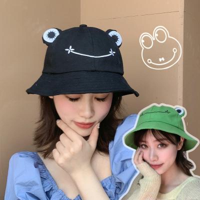 China Factory wholesale INS cartoon frog grass hat barred cute frog knit bucket hat for girl for sale