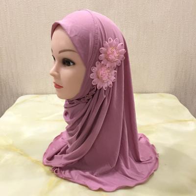 China Fashion Kids Refine Cotton Hemp Hijabsta Lace For Girls Muslim Arab Abaya Abaya Hijab Fast Selling Accessories for sale