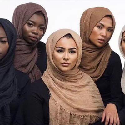 China Hot Sale Fashion LIUMA Skin Pleated Hijab Scarf Plain Pleat Shawl Fashion Muslim Women Hijabs Maxi Scarves Shawls for sale