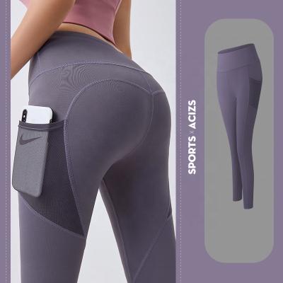 China Alo Yoga Pants High Waist Breathable Purple Tummy Control Women's Sports Fitness Dropshipping External Wear Yoga Pants Gaiters With Pockets for sale