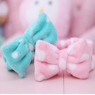 China 2022 Best Selling Dropshipping Amazon Face Carole Wool Bow Tie Makeup Shower Stretch Hair Band Cute Soft Bandanas for sale