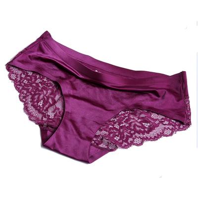 China OEM Dropshipping M-2XL Lace Seamless Women's Panties Woman Underwear Ladies Satin Panties Antibacterial Custom Made Sexy Silk Briefs Women for sale