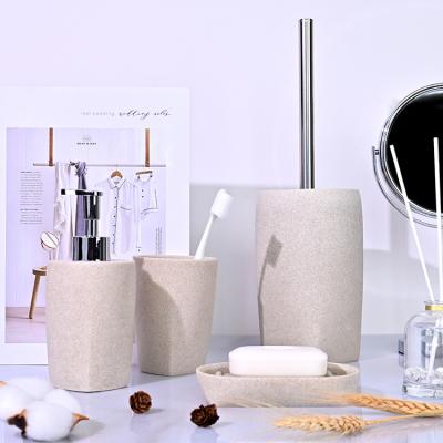 China Sustainable Bathroom Accessories Sets 4 Pcs Acrylic Resin Gift Polyresin Sets for sale