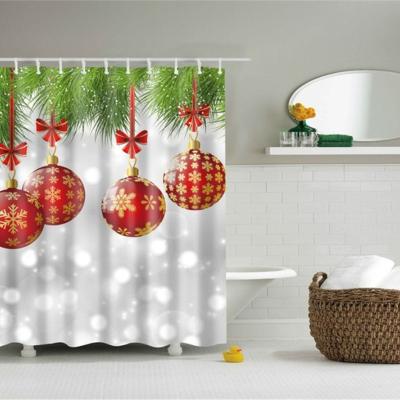 China Factory Price Viable Customized Fancy Christmas 3D Bathroom Shower Curtain And Mats Set for sale