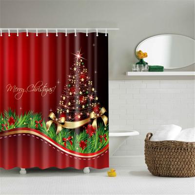 China New Arrival Santa Claus Snowman 3D Christmas Home Bathroom Set and Viable Hot Selling Shower Curtains Kit for sale