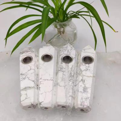 China Wholesale Natural White Quartz Crystal Tower For Healing Turquoise Point Crystal Wand Howlite Wand From China for sale