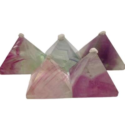 China China Color Fluorite Natural Crystal Pyramids Crystal Pyramid Quartz Carved Pyramid for sale