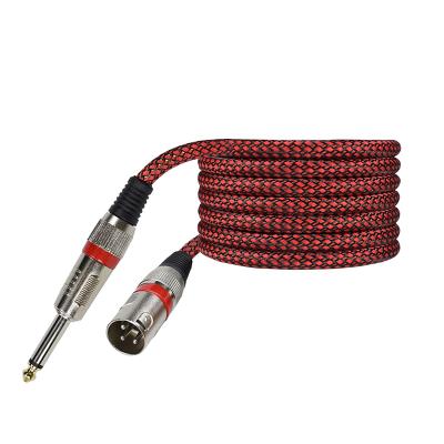 China Speaker XLR Male To 1/4 Inch Jack TS Cable 30 Ft Nylong Braided XLR 3 Pin Female To Male 6.5mm Male Audio xlr 6.35mm Function Jack for sale