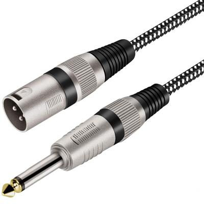 China Microphone XLR Male to 1/4 Male Nylon Braided Jack Cable 6ft XLR 3 Pin to 6.35mm 1/4