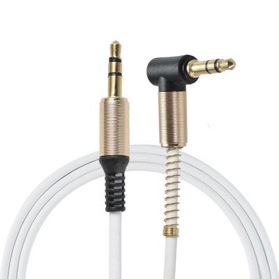 China Car 3.5mm Spring Elbow Audio 3.5 Male to Aux Audio Cable. male retractable audio cable car speaker cable for sale