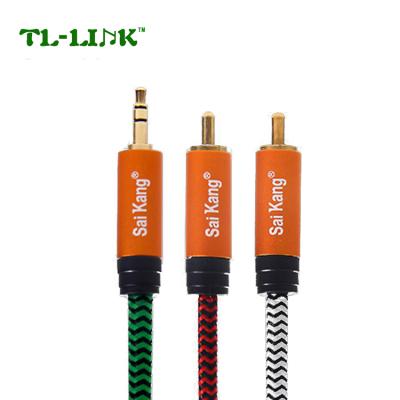 China Speaker 3.5mm to RCA plug audio wire one point two audio cable nylon braided cable rca audio cable for sale