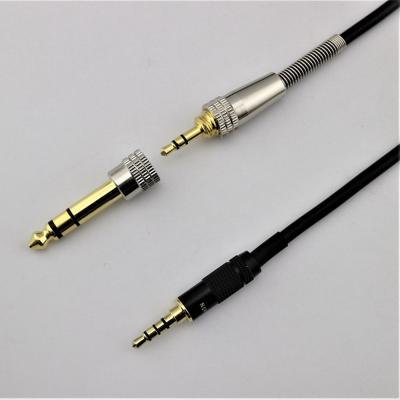 China Speaker Net Black Oxygen-free Copper Around Dual Earphone Parallel Cable 3.5 6.5 4 Pole Audio Cable for sale