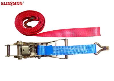 China Blue Heavy Duty Ratchet Straps , Lockable Tie Down Straps EN12195-2 Standard for sale