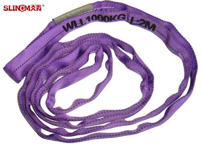 China High Strength and design of 100% Polyester Lifting Slings / Round Sling For Lifting Equipment for sale