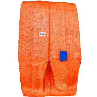 China Duplex Webbing 60T Polyester Lifting Sling Orange Color for sale