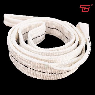 China Double Ply 1T White Color Polyester Flat Webbing Sling For Stainless Steel Factory for sale