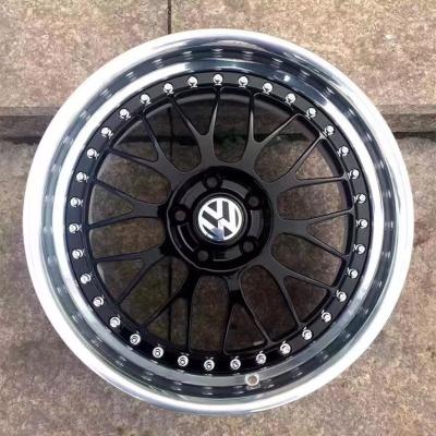 China STL04 Like BBS Style wheel 2 piece rim Bright Black Step Lip Front Mount for sale