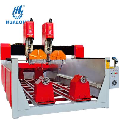 China Building Material Stores CNC Stone Router Carving Machine HUALONG HLSD1525-3D Double Heads 4 Axis 2 - 3d Heads, Stone Engraving Machine Water Cooling for sale