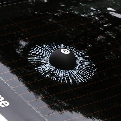 China Creative Water Proof 3D Car Ball Hits Adhesive Simulation Glass Sticker Window Car Sticker Crack Broken Decal for sale