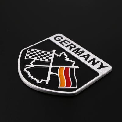 China Custom Aluminum Alloy Metal Sticker Flag Europe ETIE Shield Design German Emblem Badges Car Window Badge Decal for sale