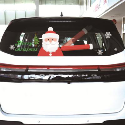 China Water Proof ETIE PVC Vinyl Santa Claus Car Windshield Decals Removable Christmas Car Window Wiper Decal Sticker Hot Selling for sale