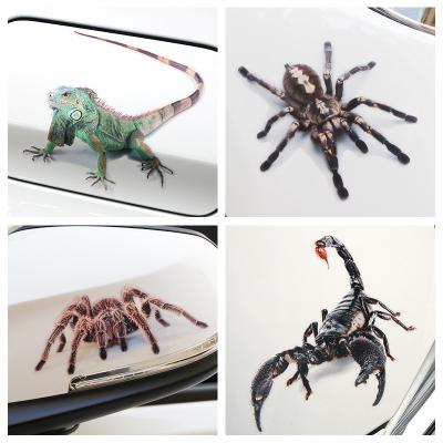 China Waterproof Realistic Lizard Design PVC Spider Scorpion UV Cut Sticker Car Decoration Sticker Window Decal ETIE 3D UV for sale