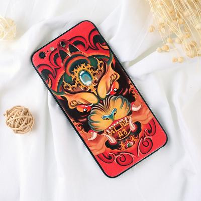 China ETIE BraveTroop Elegant Classic Chinese Style Printing Protective Phone Accessories Emboss Printed Mobile Phone Case For iPhone for sale