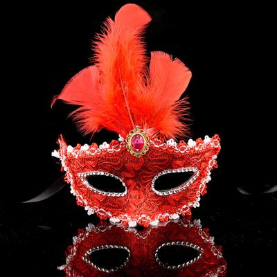 China Wholesale Feather Halloween Mask Masquerade Princess Party Children Adult Props Plastic Mask for sale