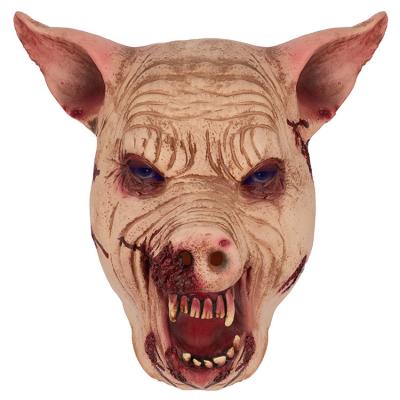 China Horror Halloween Mask Latex Headgear Scary Hog Head Mask Haunted House Escape Props for sale