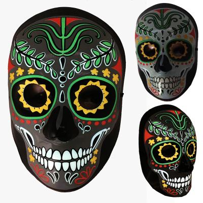 China Plastic Led Light Black Skull Ghost Mask Halloween Led Light Mask for sale